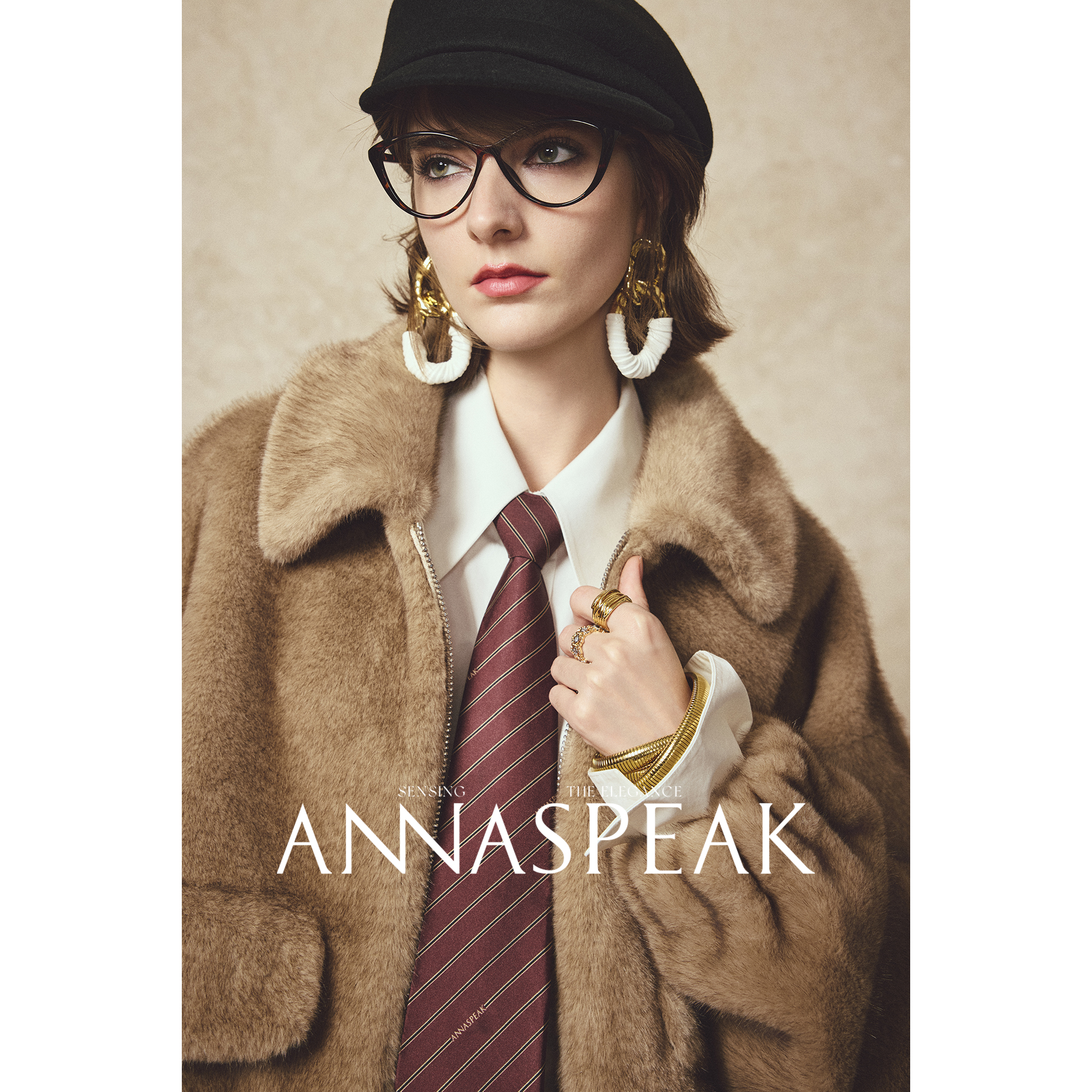 ANNASPEAK 人造皮草 复古时髦美拉德软糯仿貂毛环保皮草翻领外套