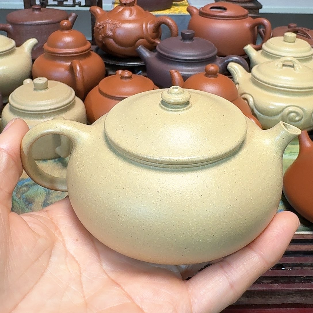 紫砂茶壶本山绿泥半手工微暇