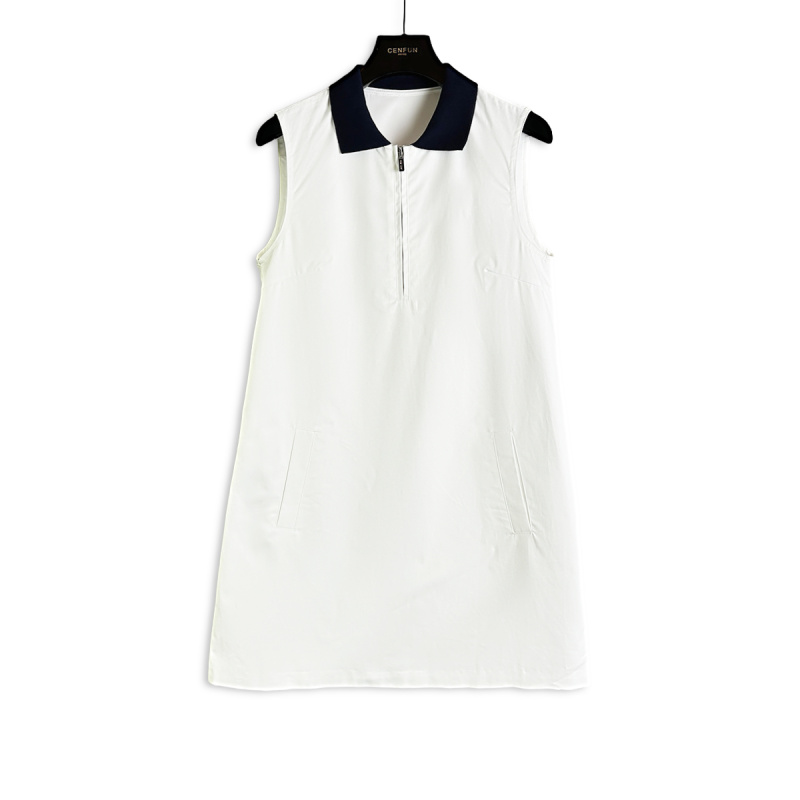 2025高定面料领口polo无袖连衣裙E001394