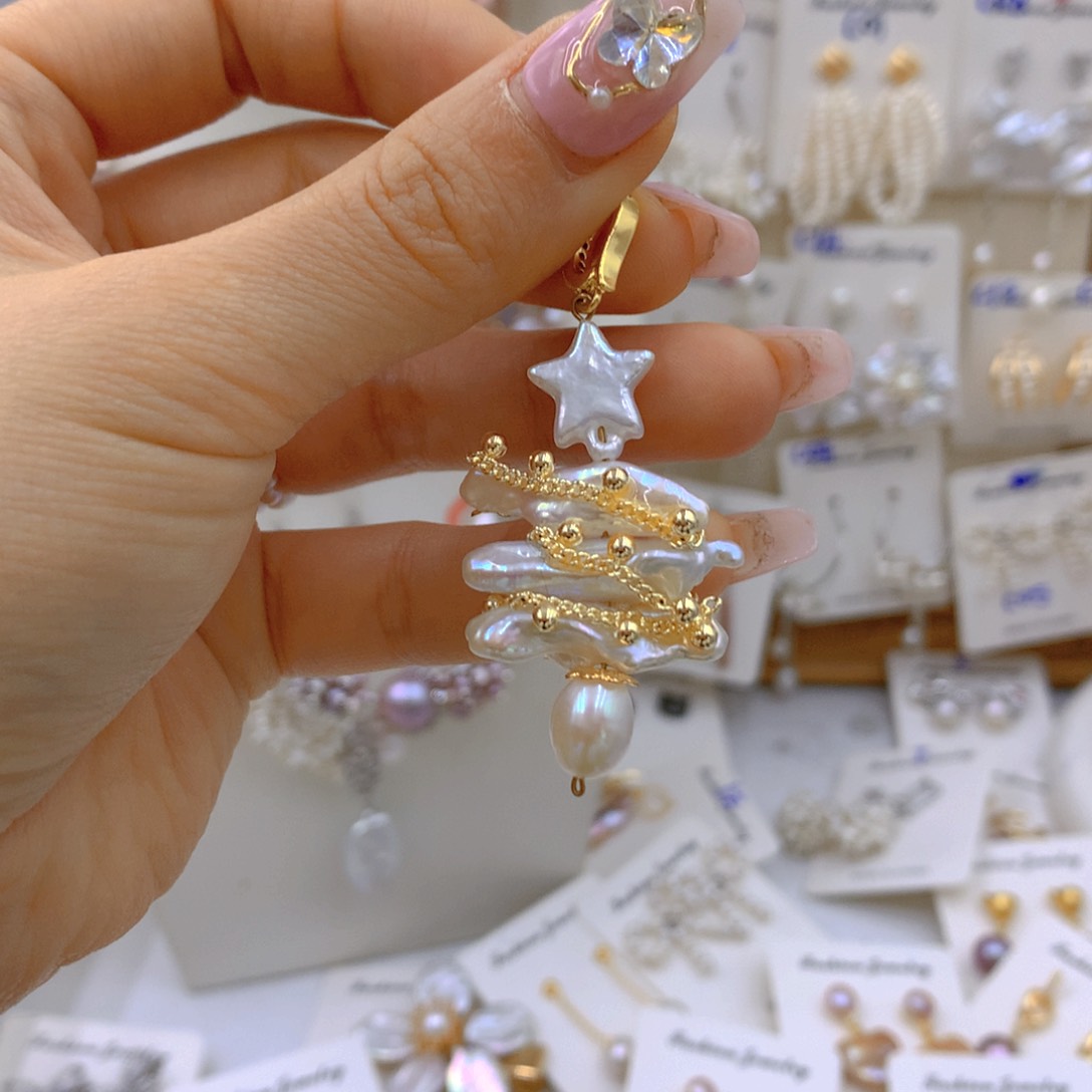 淡水珍珠耳饰 银S925镶嵌