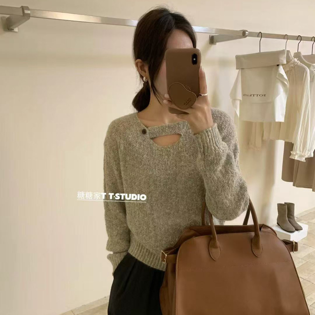 常规T恤绑带长袖半高领百搭夏季抗皱拼接女士短款