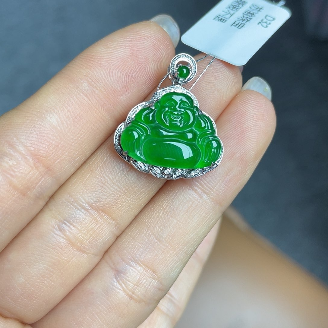 翡翠颈饰18K金镶嵌回流