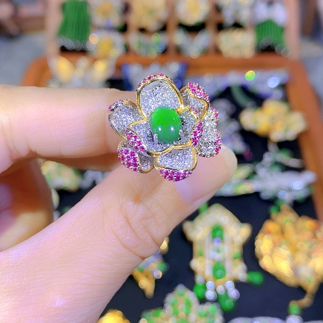 吊坠(不含链)银S925镶嵌翡翠