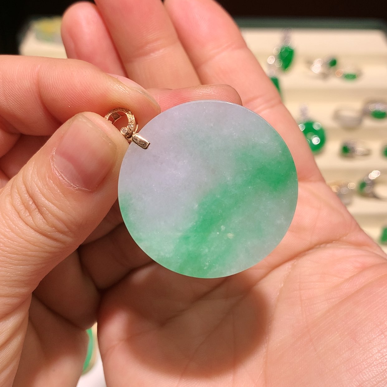 【闪购商品】翡翠颈饰18K金镶嵌缅甸A货