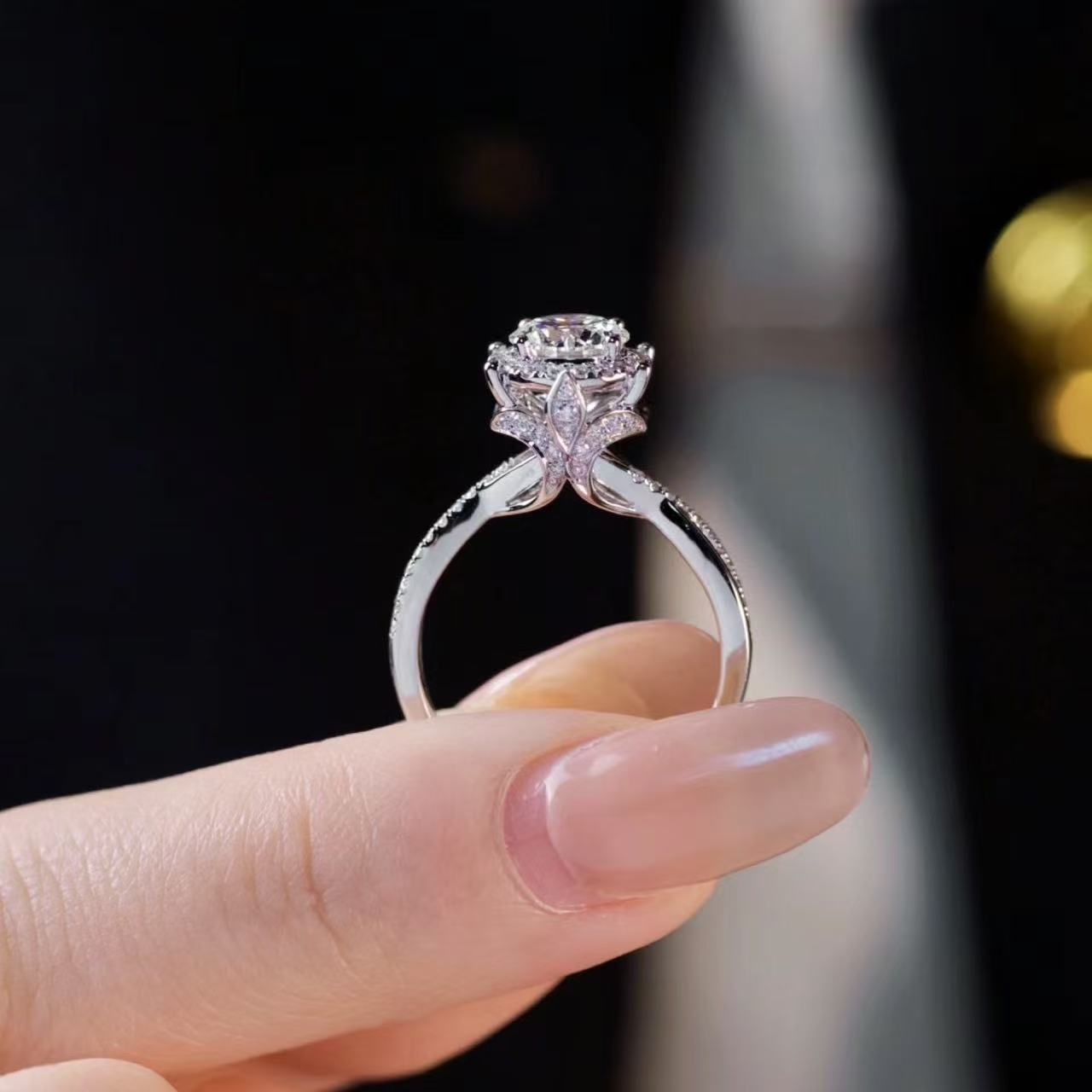 925银莫桑石戒指 蝴蝶情侣戒指【王室庄园】女士情侣戒指1-2克拉/