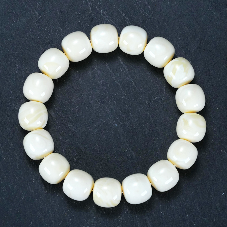 俄料满瓷白同料单圈手串原矿天然琥珀蜜蜡橘平安扣吊坠虎皮锁骨珠