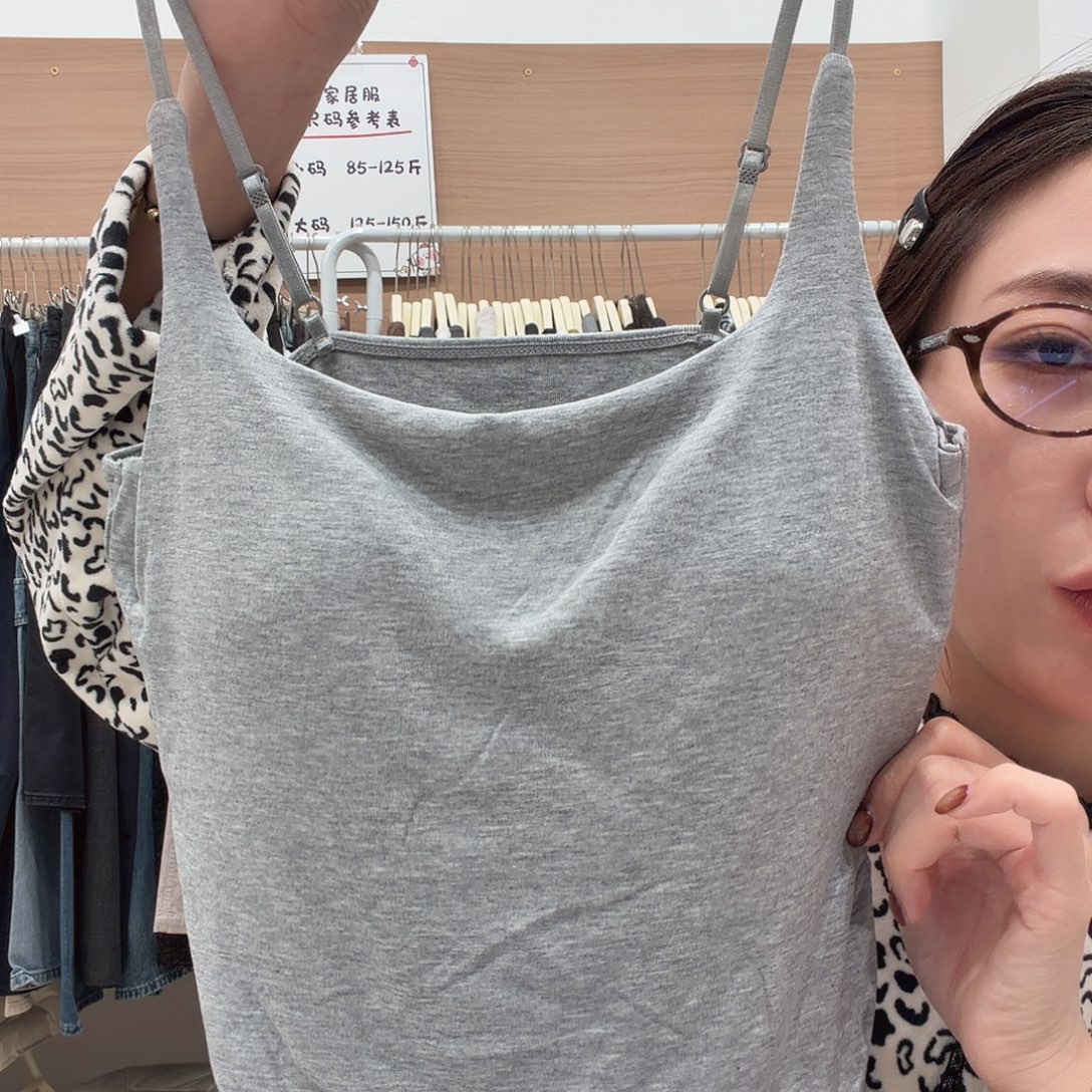 羊羔毛醋酯纤维灰色系带背心