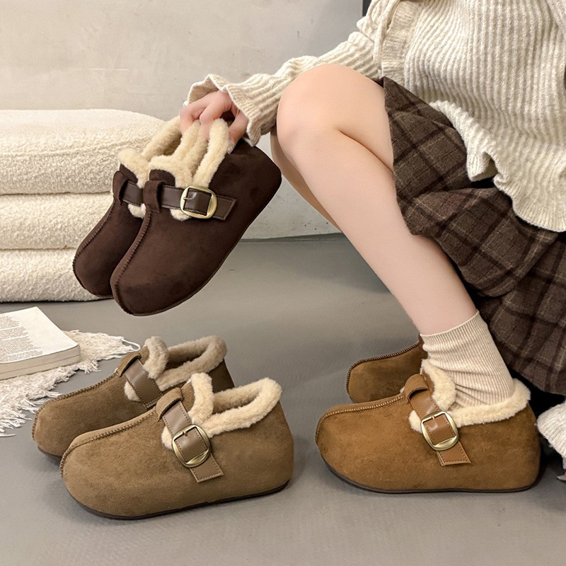 复古毛毛勃肯鞋新款一脚蹬雪地靴加绒保B08