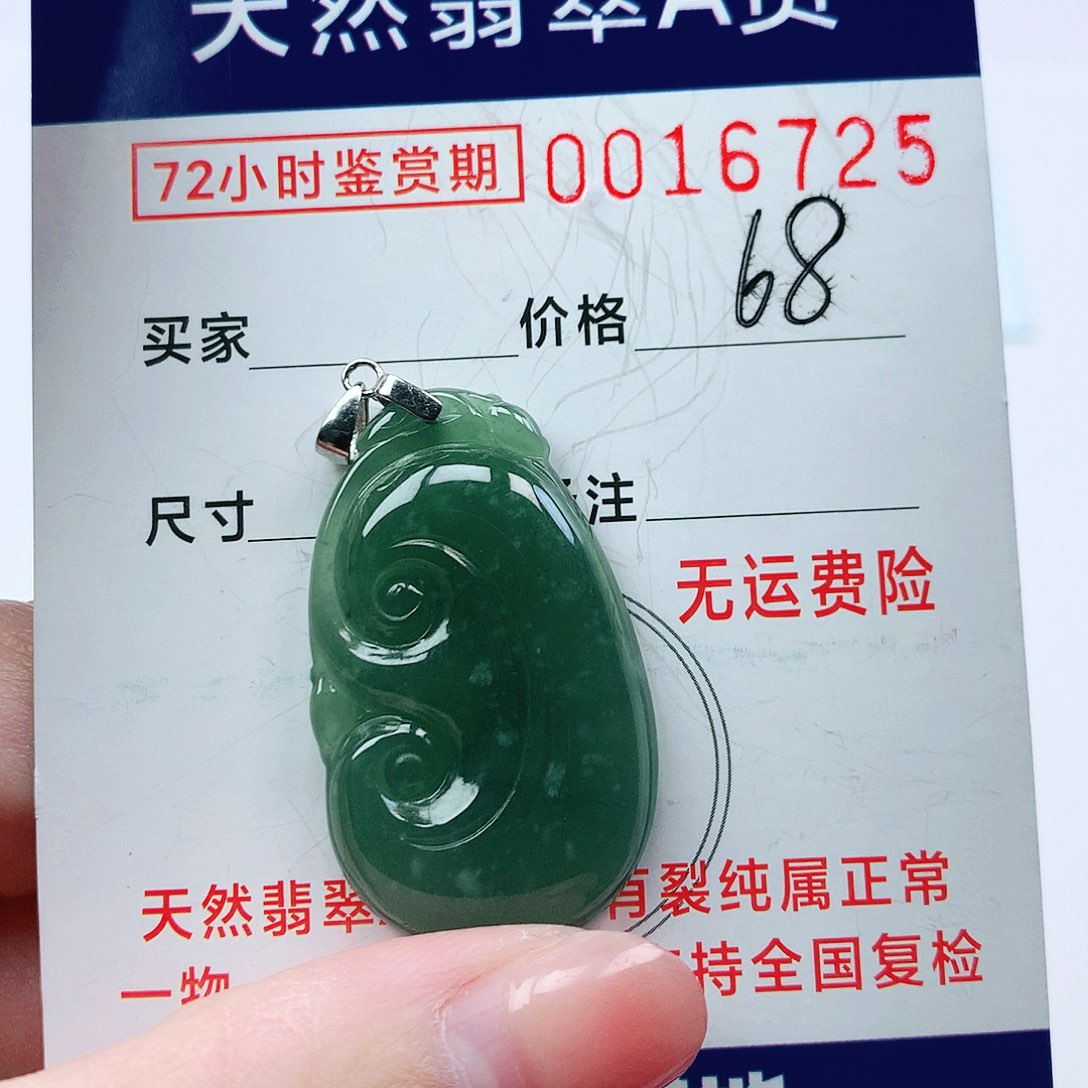 翡翠颈饰银S925镶嵌吊