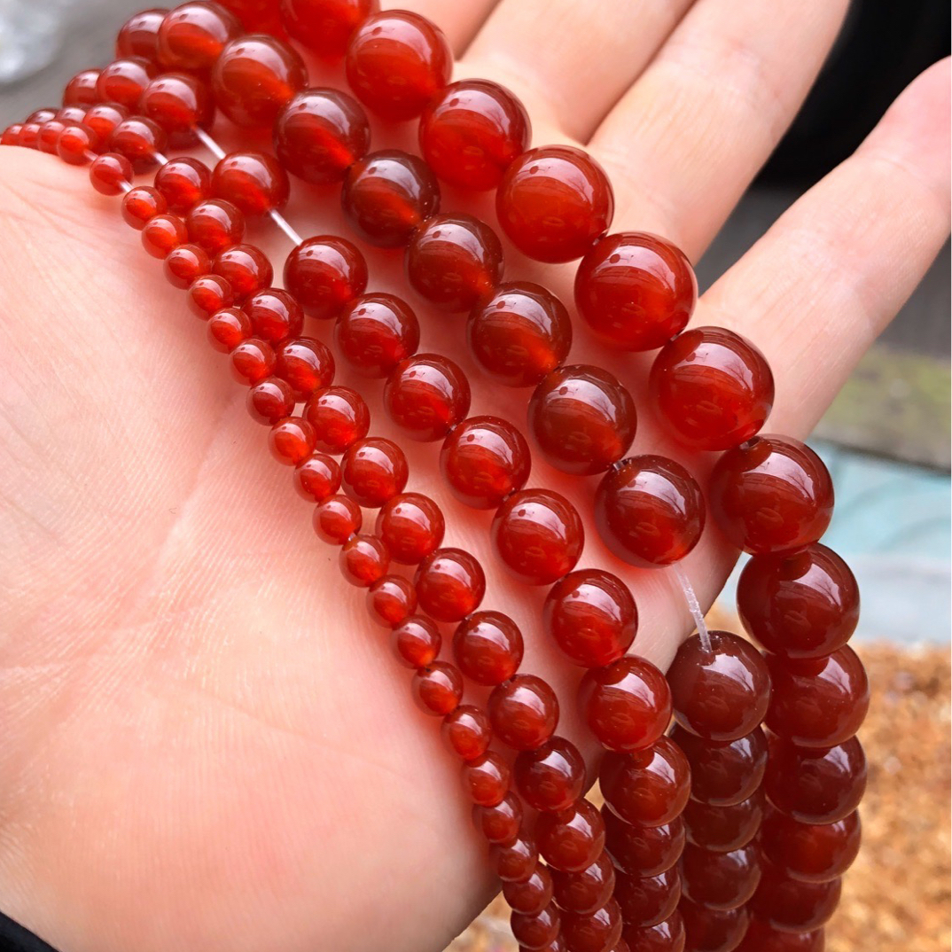 A货红玛瑙diy半成品一条约38厘米左右