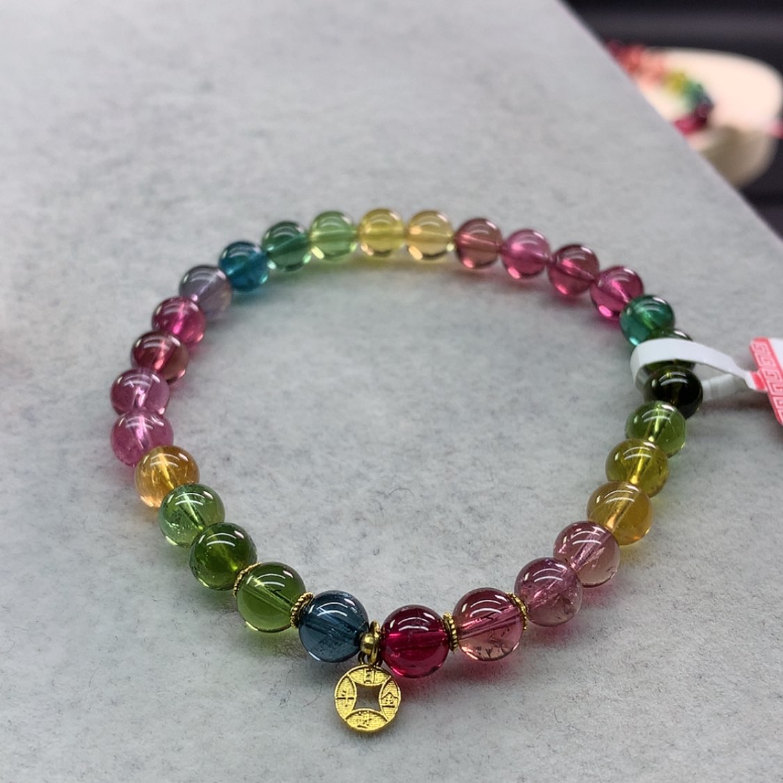 【闪购商品】碧玺手链未镶嵌碧玺艳丽色标单圈6.3