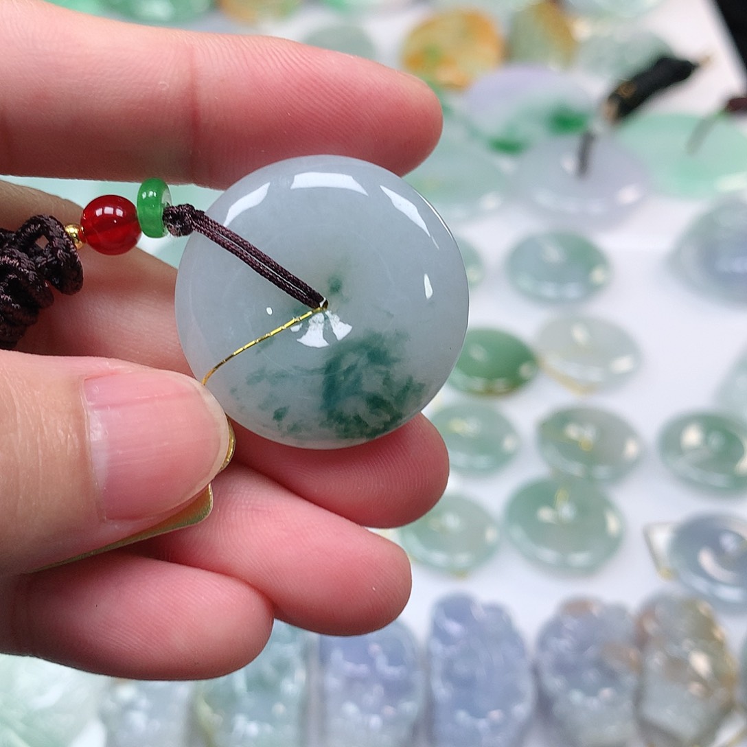 翡翠颈饰未镶嵌天然缅甸翡翠A货平安扣