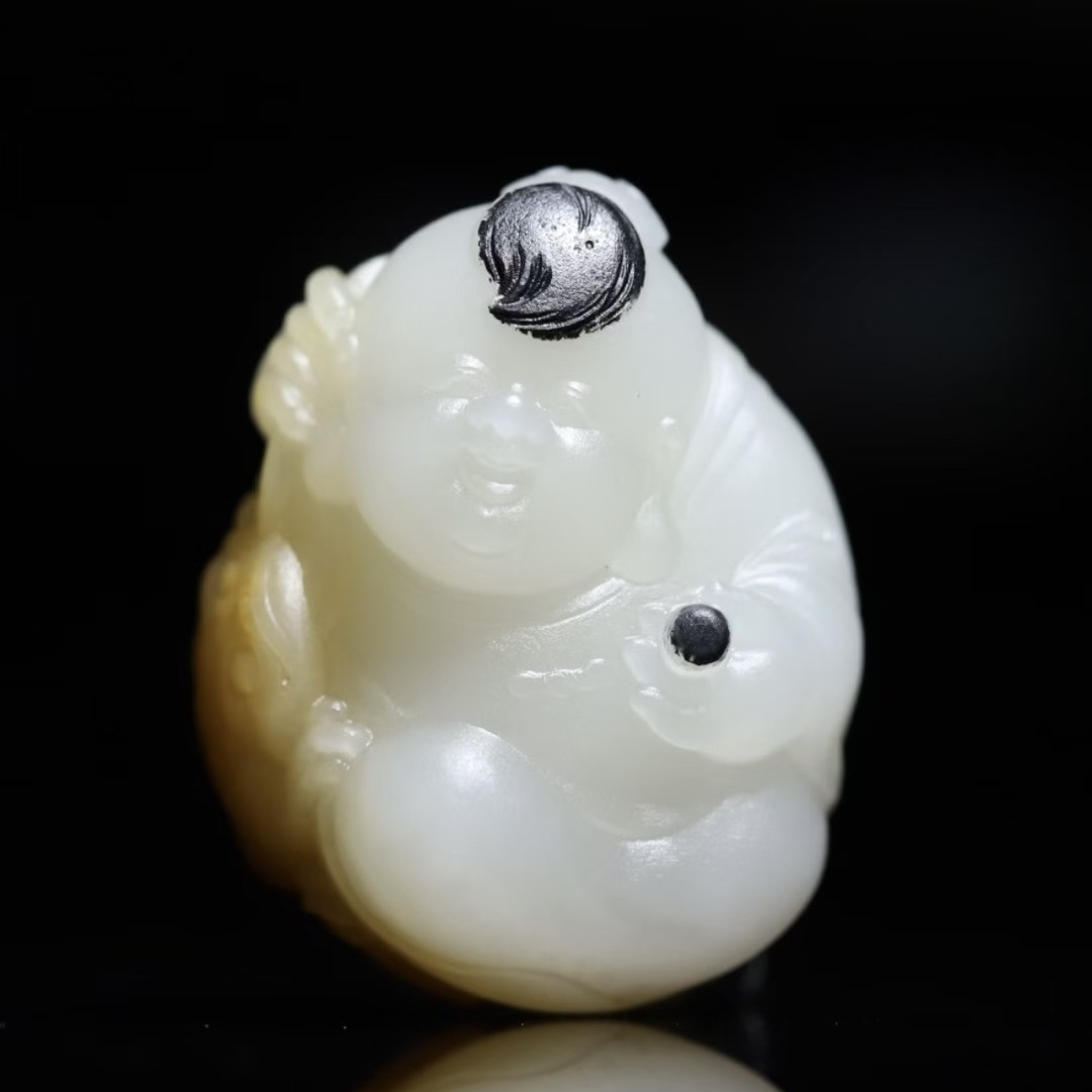 新疆和田玉，善财童子。