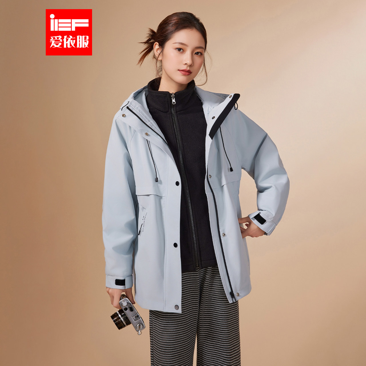 IEF/爱依服2025冬季新款韩版时尚休闲运动风通勤百搭工装中外套