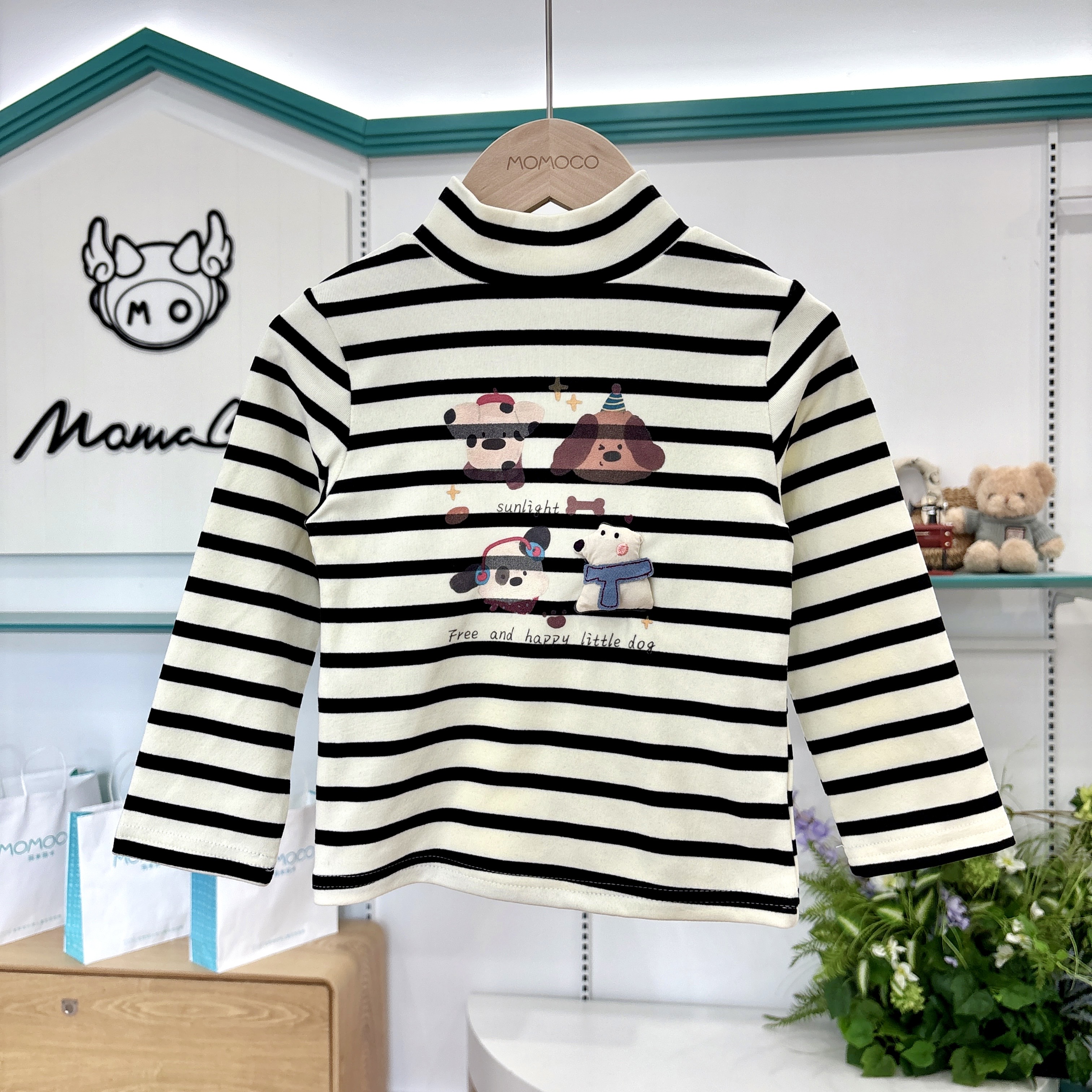 MOMOCO/玛米玛卡冬季立体卡通条纹打底衫德绒打底衫77430239028