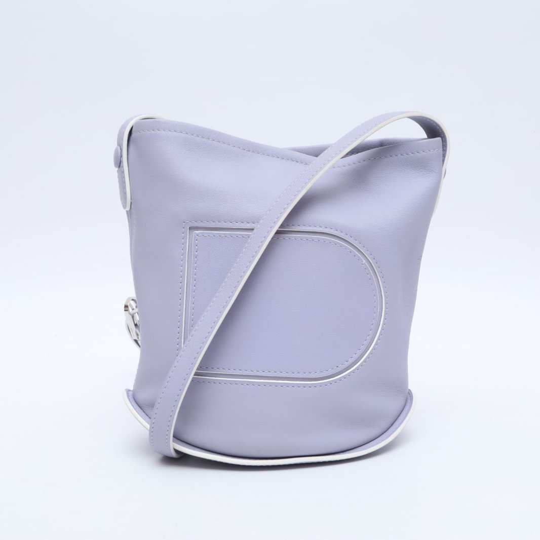 99新 Delvaux/德尔沃 小花攀攀 香芋色 皮革C 银扣 PM 水桶包