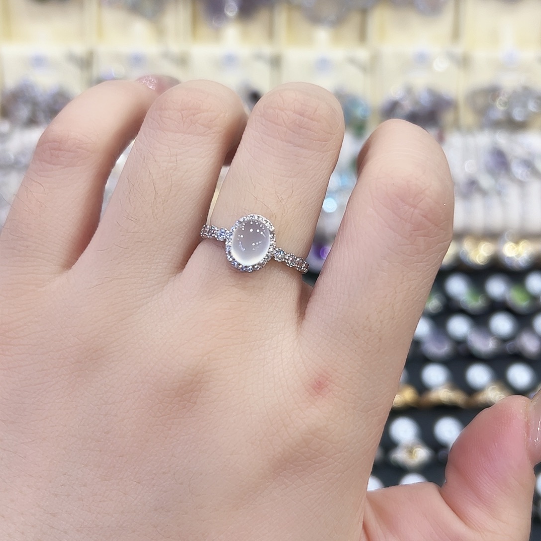 蛇纹石玉银S925镶嵌戒指