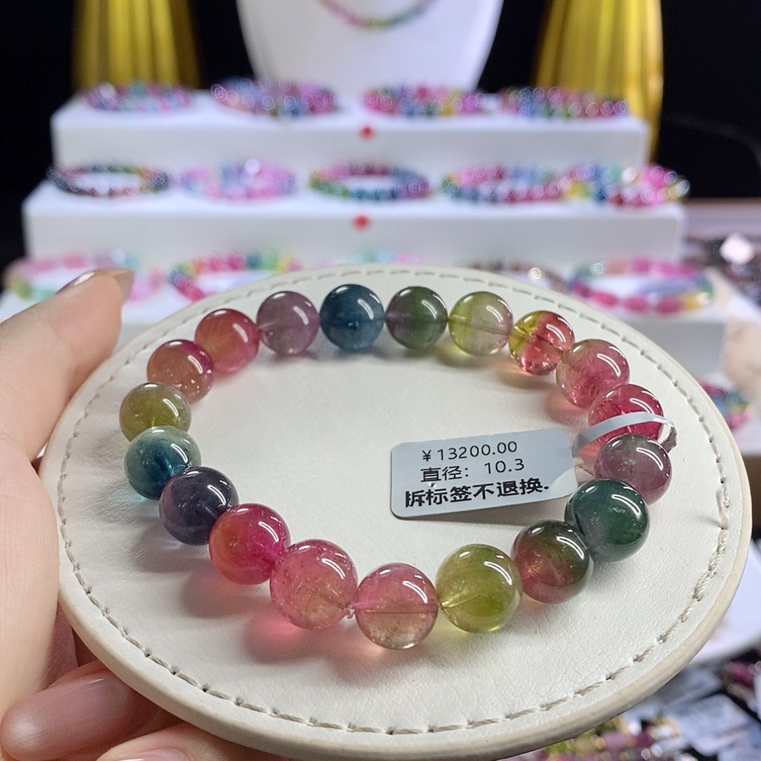 未镶嵌手链碧玺浓艳西瓜