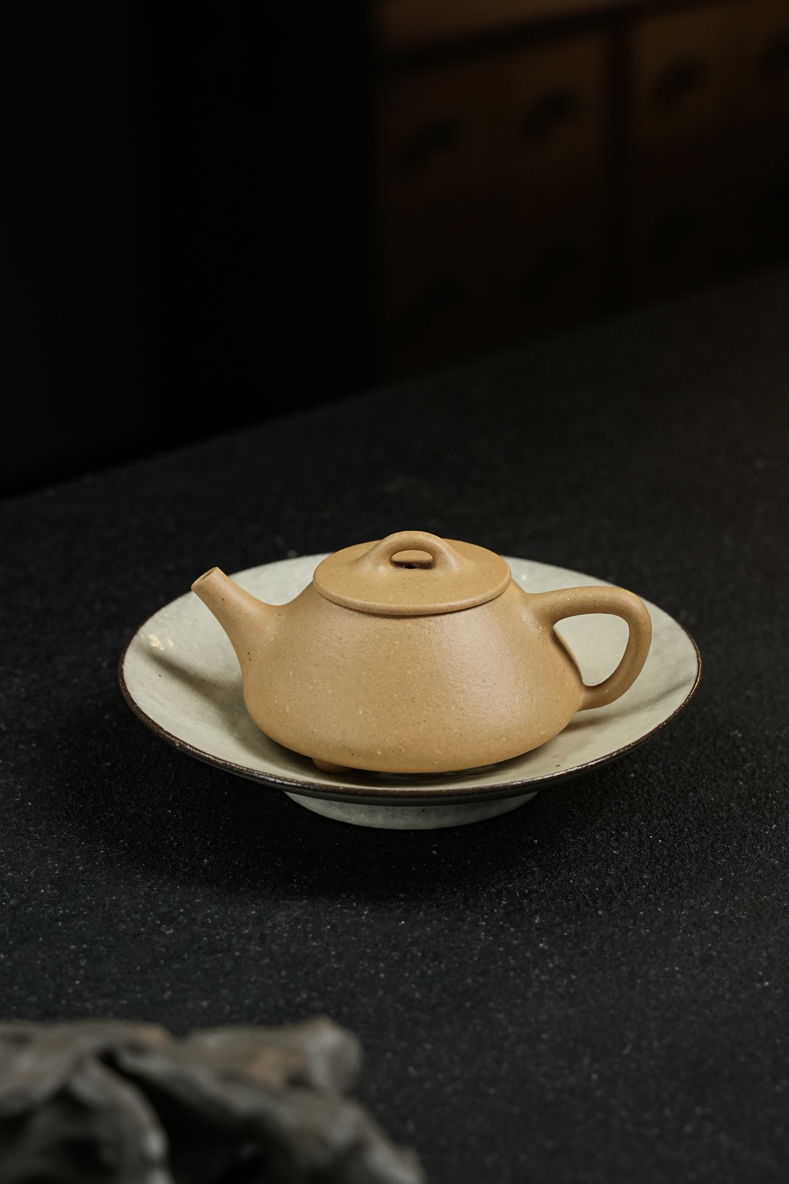 平盖石瓢 125毫升 大水潭梨皮绿泥 高端宜兴紫砂壶原矿无添加