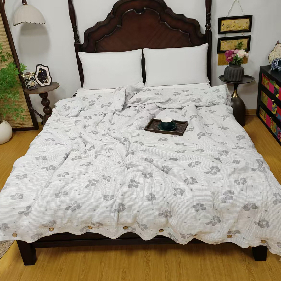 纯棉皱皱纱椰子纽扣款双人被套200*230微瑕～F006