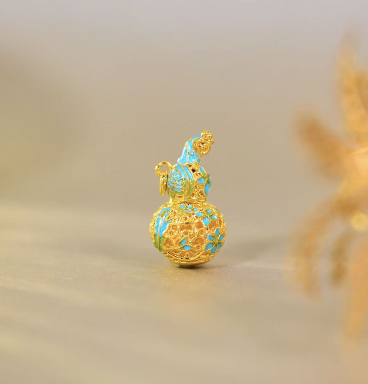 【巧玲珠宝】黄金饰品 珐琅彩葫芦饰品 经典时尚百搭 18k金