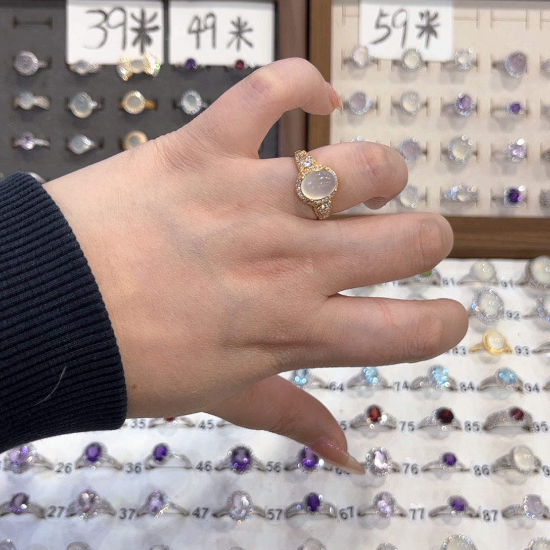 银S925镶嵌岫玉戒指R**K