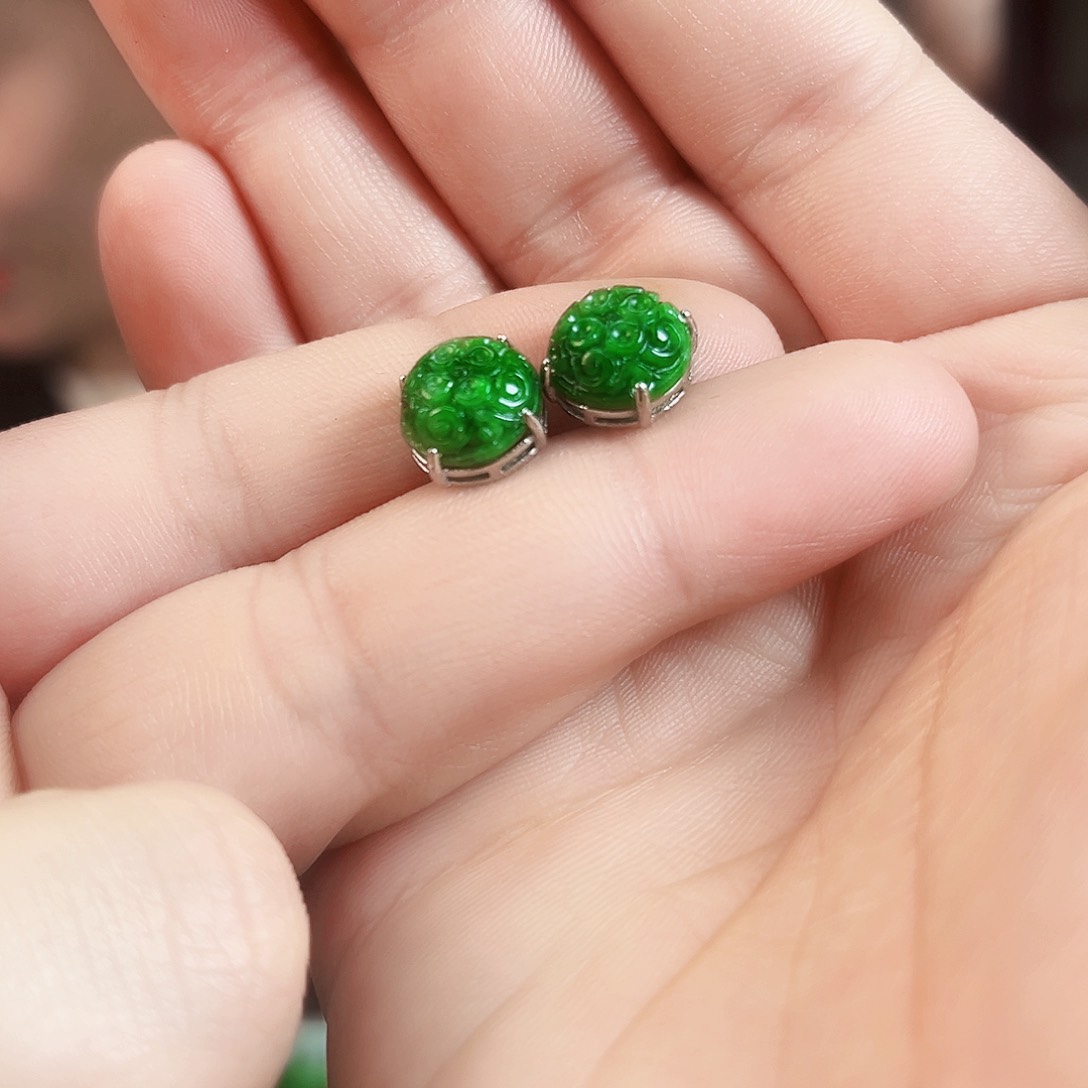 翡翠颈饰银S925镶嵌耳饰