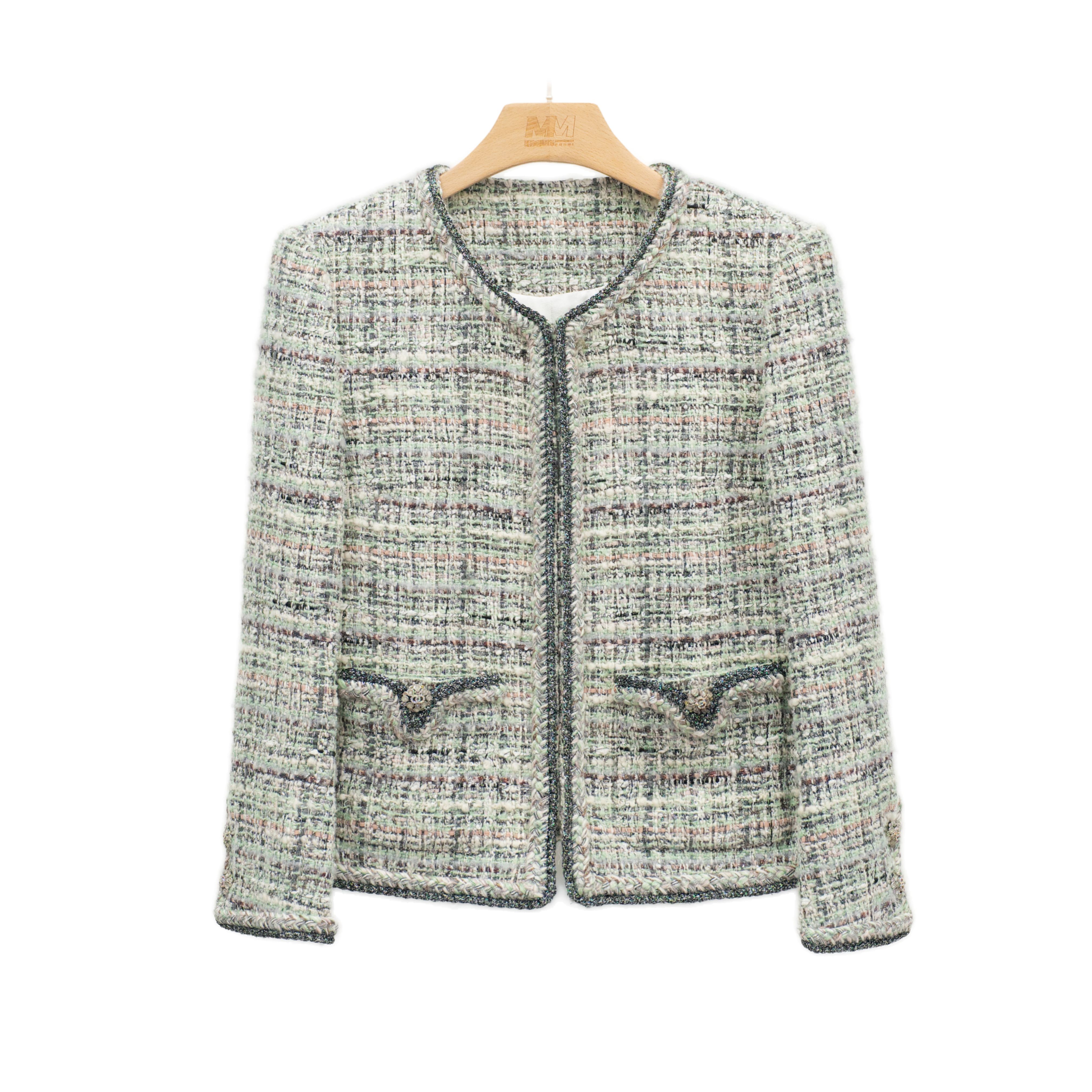 杭州超哥2025新款高端灰绿格纹小香风外套CO83568