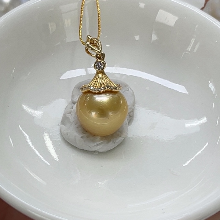 银S925镶嵌海水珍珠颈饰12-13mm 20号