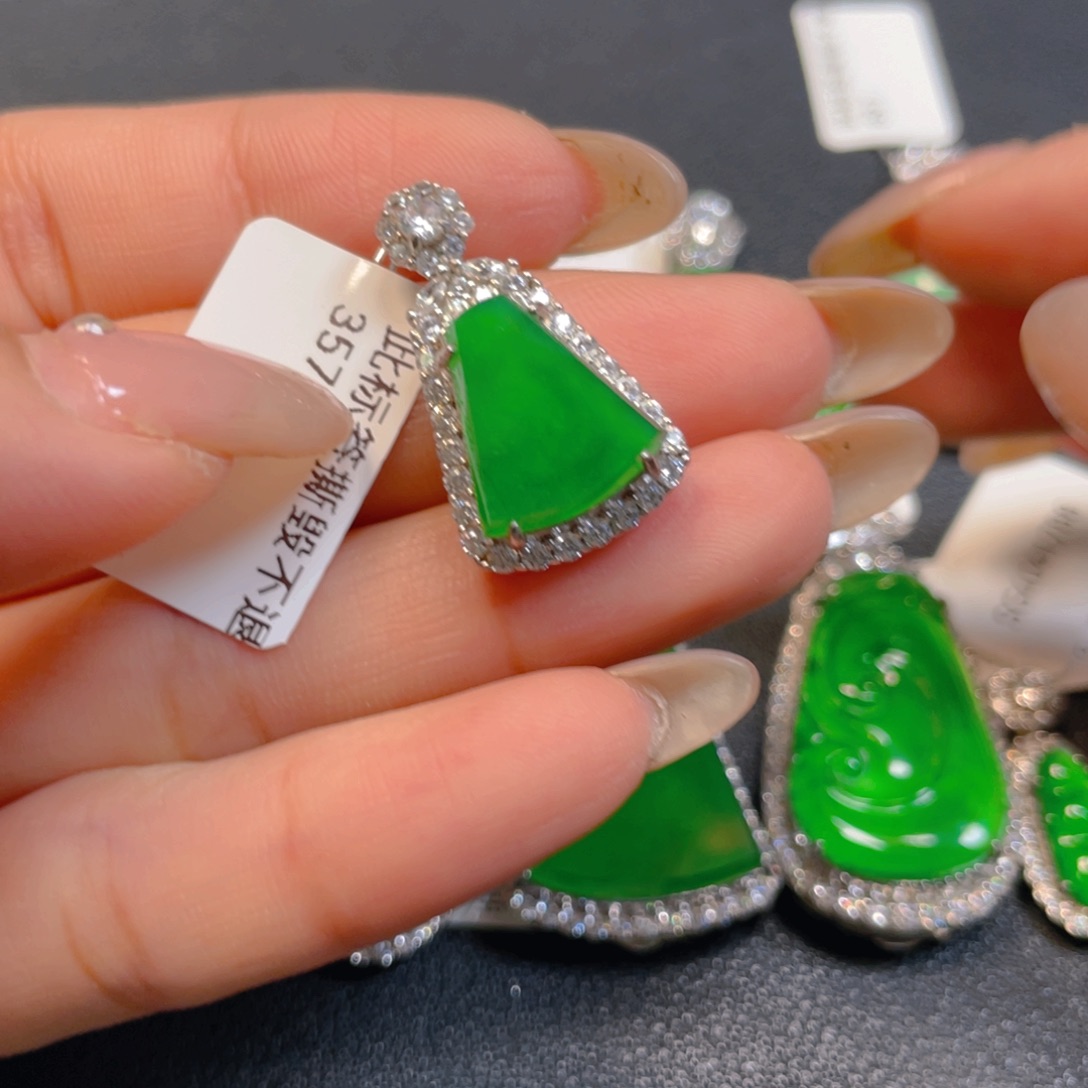 翡翠银S925镶嵌挂件