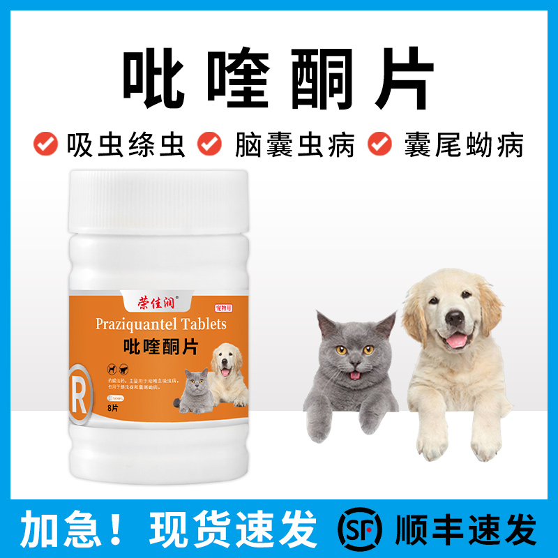 宠物猫咪狗狗吡喹酮片兽药兽用囊尾蚴虫驱血吸虫绦虫打虫犬驱虫药