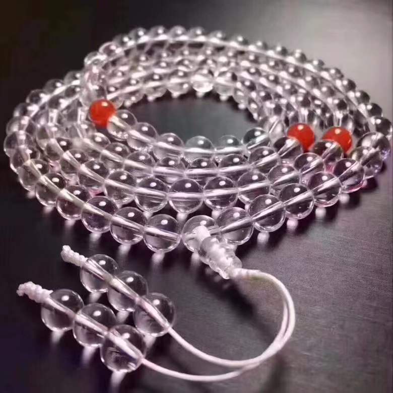 白水晶手串女男珍珠玛瑙玉髓翡翠宝玉石散珠子东海水晶手链