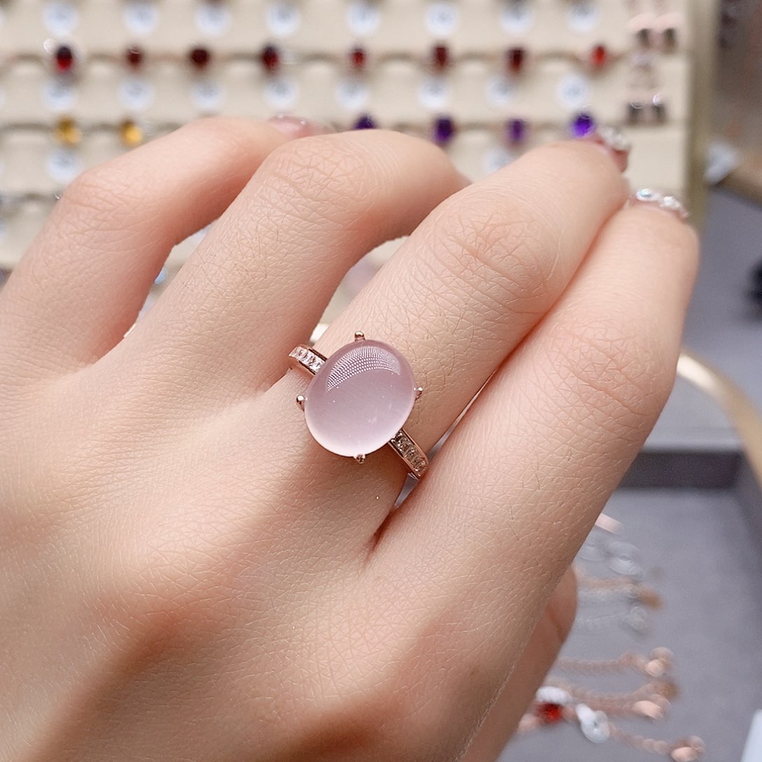 芙蓉石戒指银S925镶嵌戒指