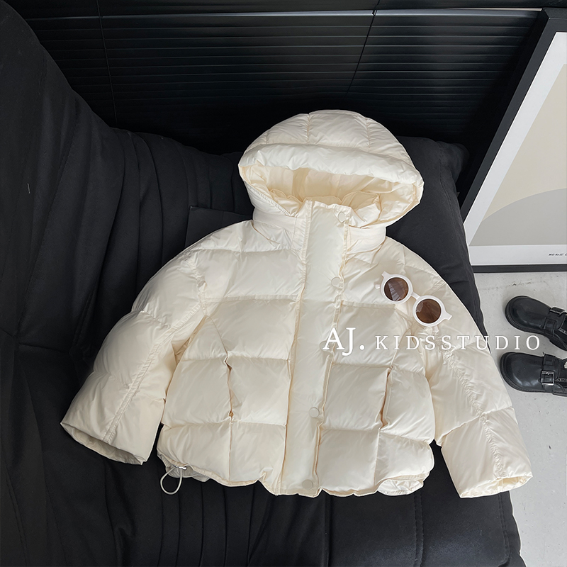 【现货】阿卷冬装韩版儿童时尚纯色简约百搭款保暖连帽棉服MPG5542