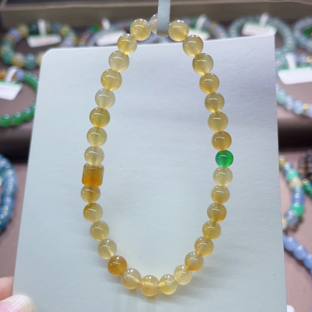 未镶嵌手链翡翠冰胶雪梨黄