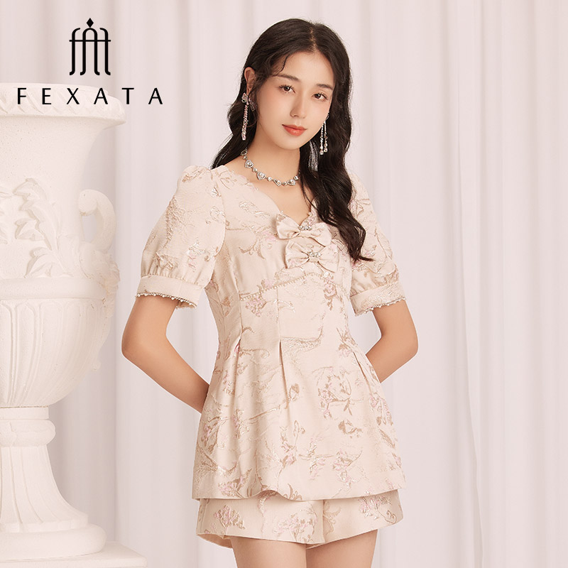 【白姐专属】FEXATA斐格思时尚套装女古典提花感时尚两件套