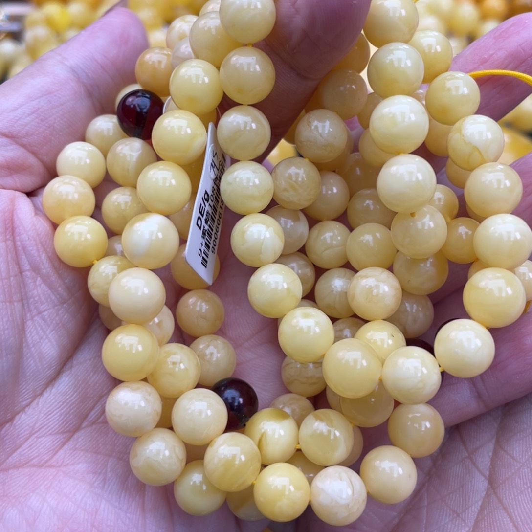 琥珀裸石未镶嵌琥珀蜜蜡108多圈9m m