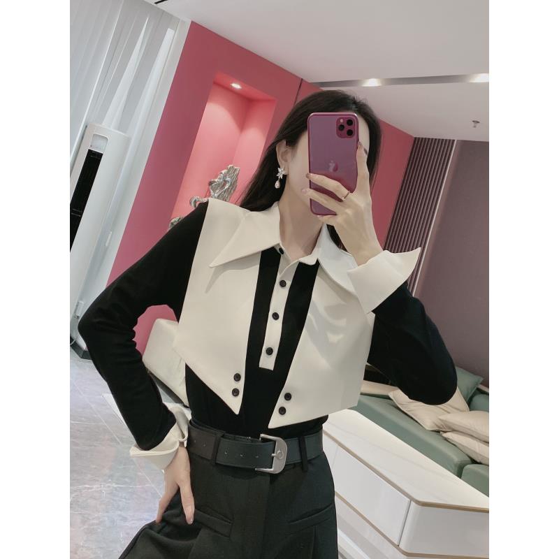 【金皇橦颜】假两件小众百搭设计感衬衫9869