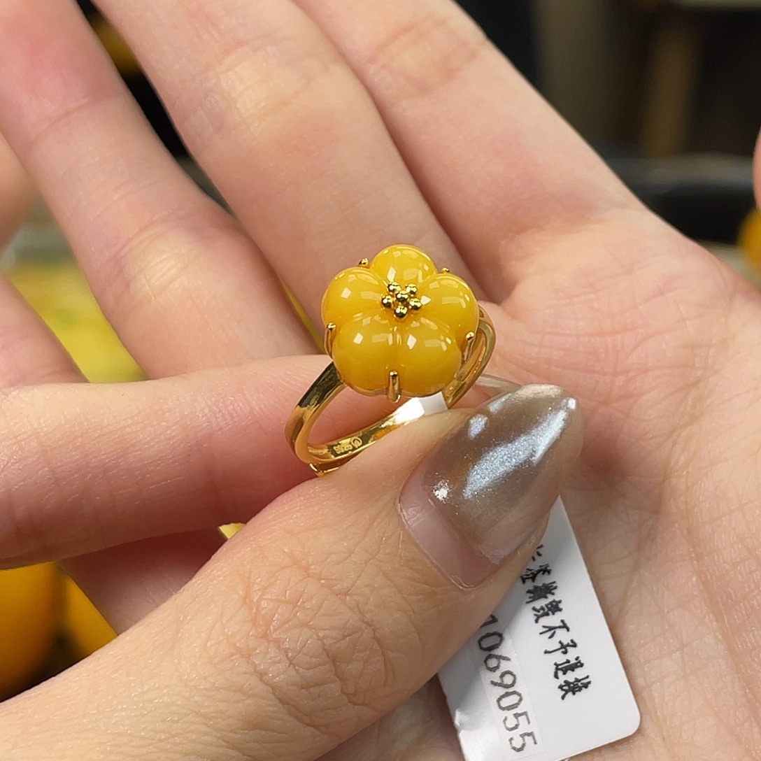 琥珀银S925镶嵌裸石琥珀蜜蜡J