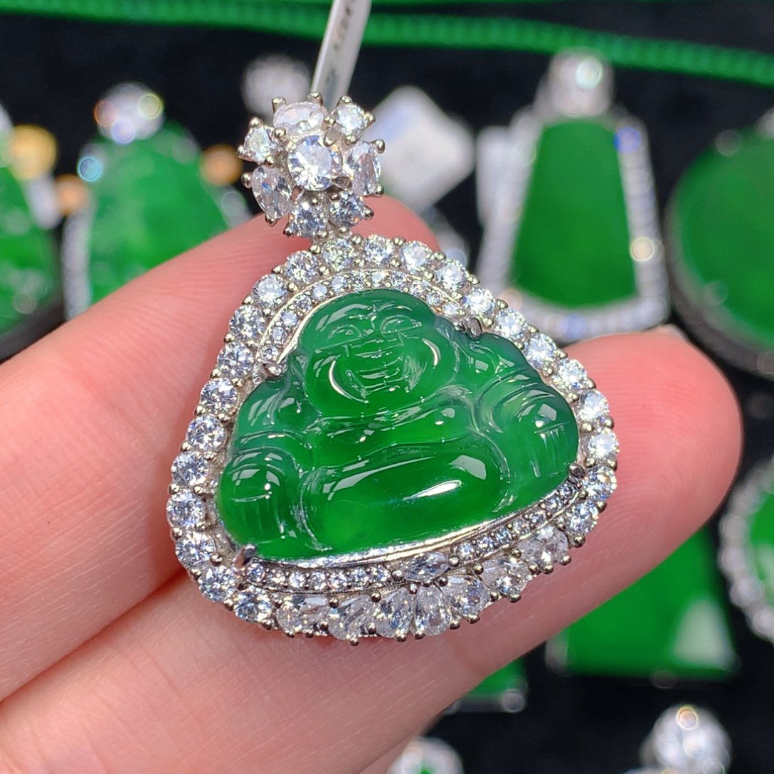 翡翠吊坠(不含链)银S925镶嵌