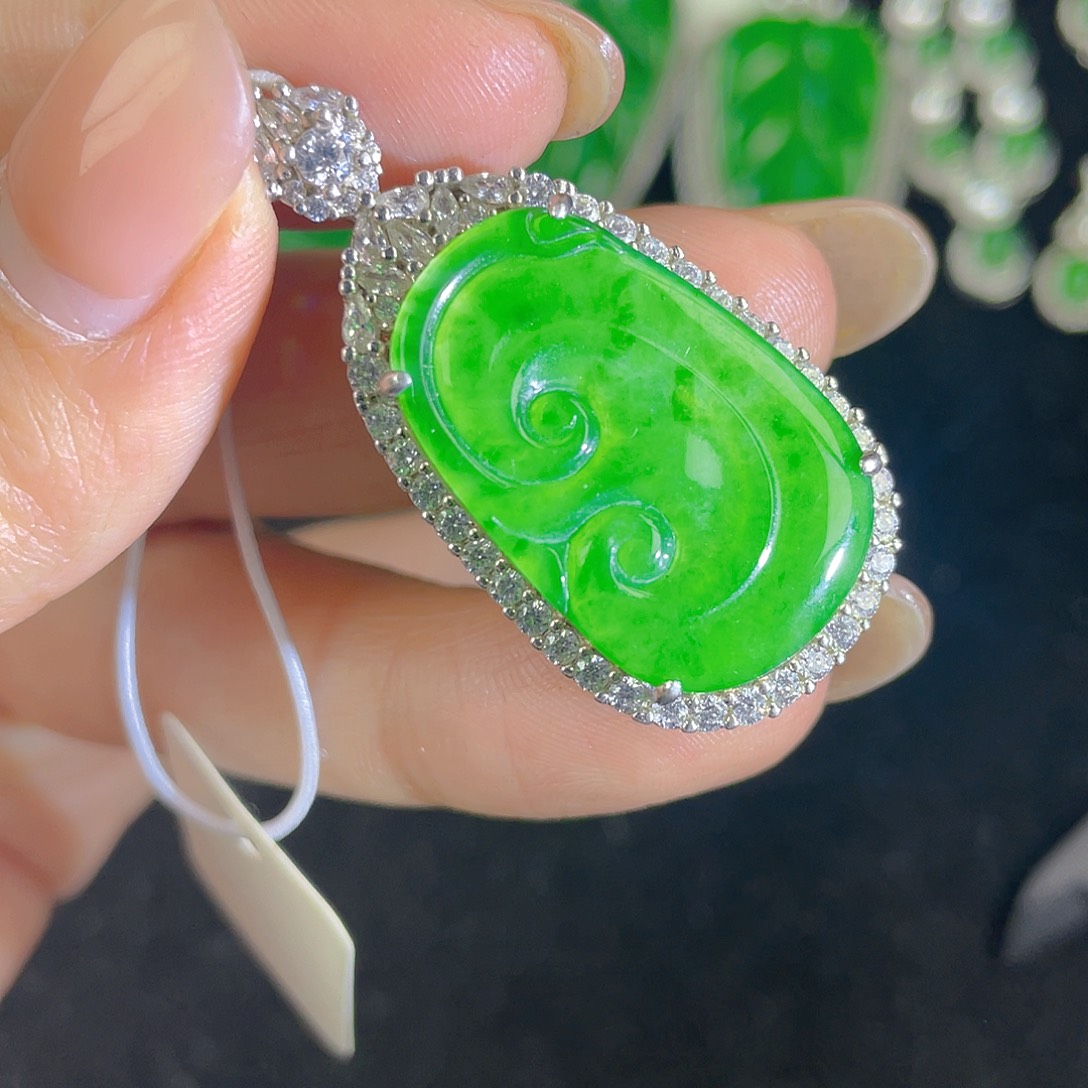 翡翠吊坠(不含链)银S925镶嵌