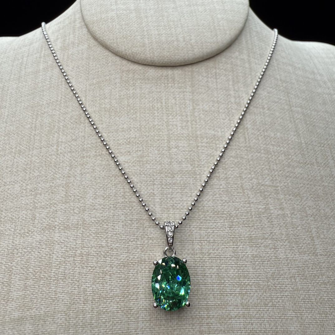 坠链均925银 肯尼亚高订款Kajani绿全净包裹体百搭轻奢款01