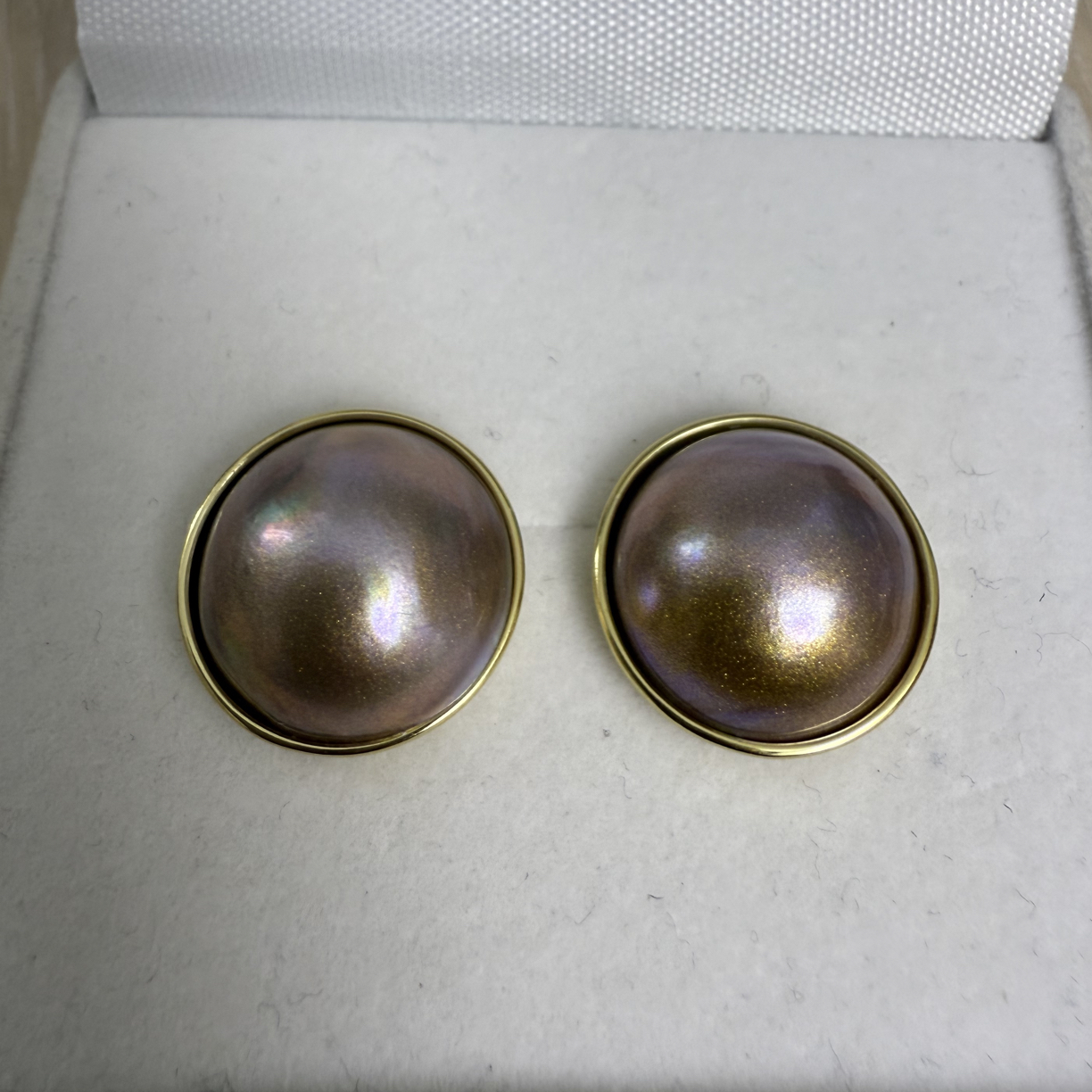 香槟金色海水马贝耳钉时尚复古16-17点位