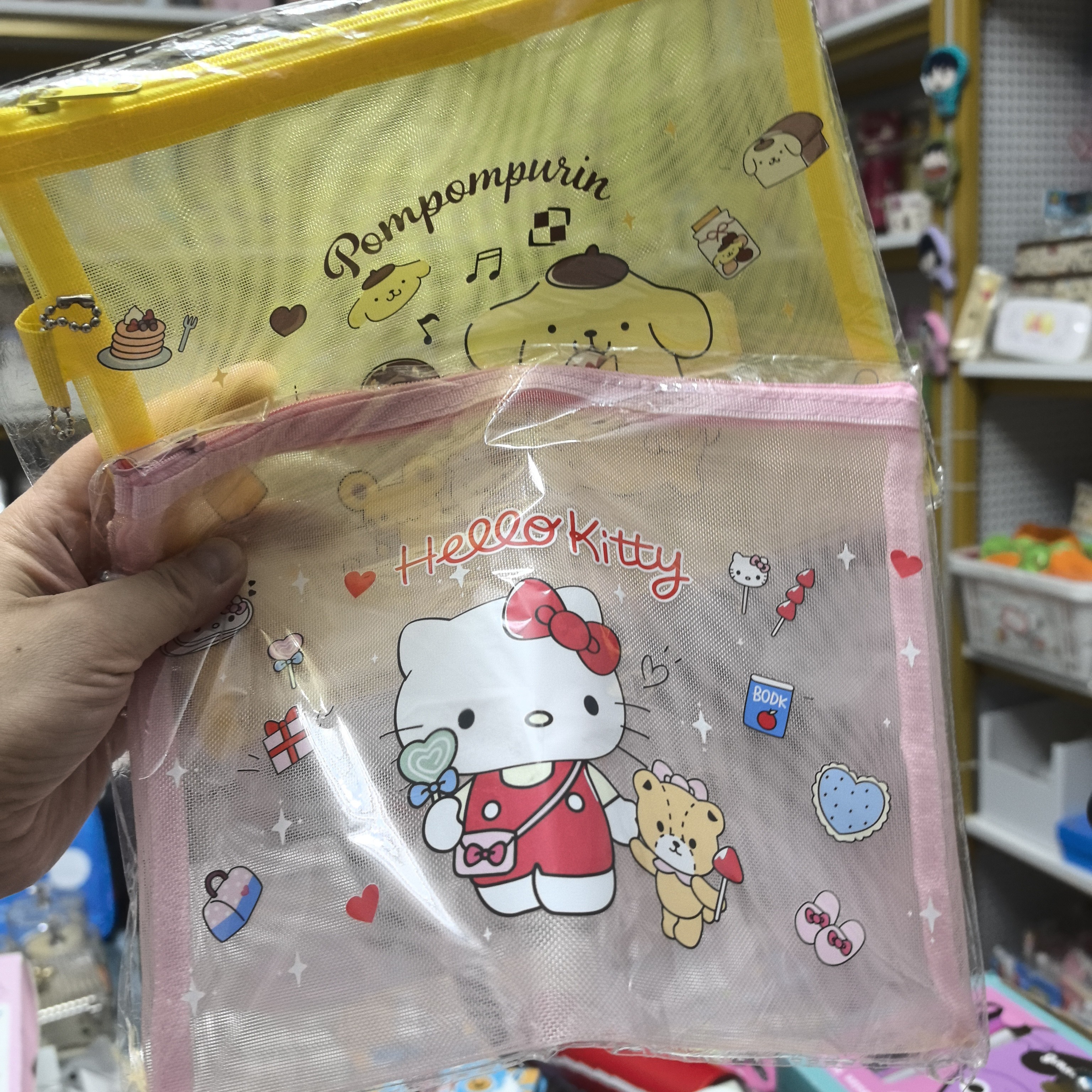 新款卡通库洛米透明网纱拉链文具收纳袋适合学生使用