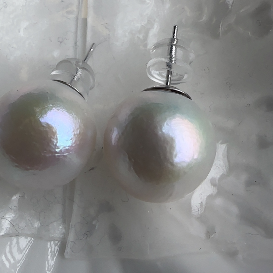 淡水珍珠耳饰银S925镶嵌