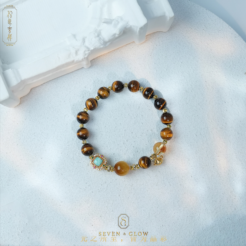 【印象吉祥】黄虎眼+金虎眼+黄塔晶06352手串