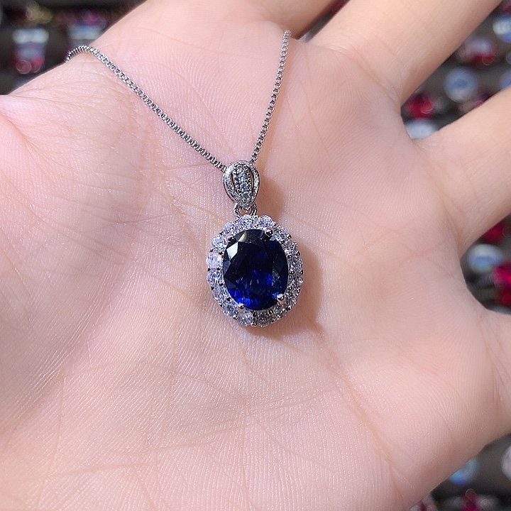 颈饰银S925镶嵌蓝宝石白810
