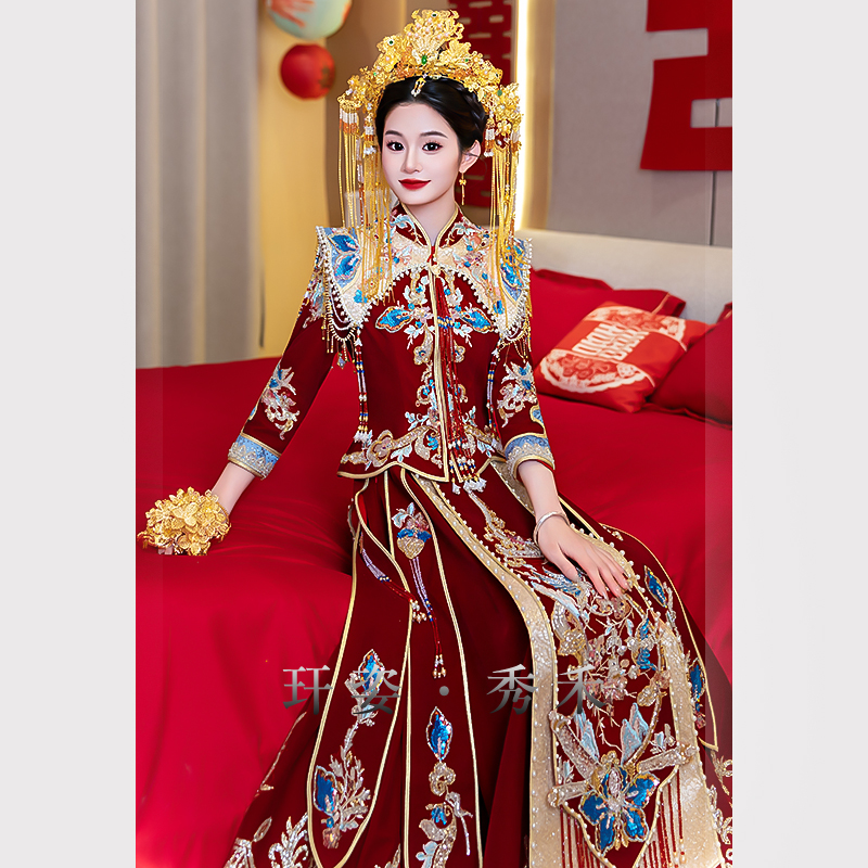 新娘秀禾服2025新款奢华高级感中式结婚禾秀服出阁服婚服重工嫁衣