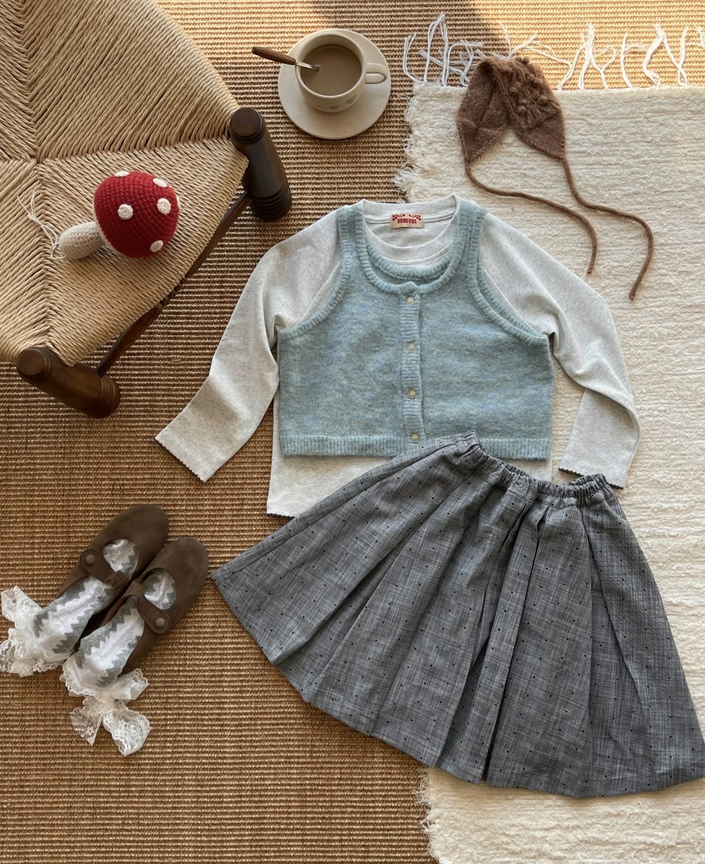 342-牛角扣加厚马甲单链接女童洋气衣服