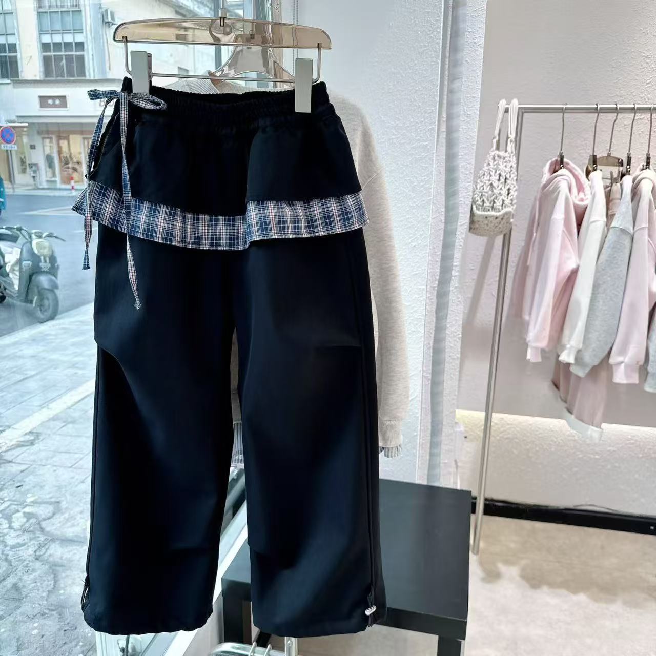 Alice•25冬~双层拼布休闲裤85823藏青10-5